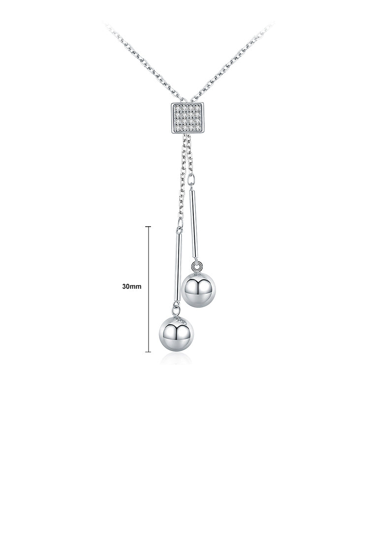 925 Sterling Silver Simple Tassel Necklace with Austrian Element Crystal