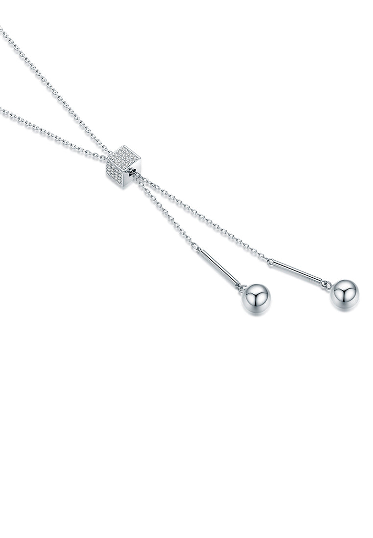 925 Sterling Silver Simple Tassel Necklace with Austrian Element Crystal