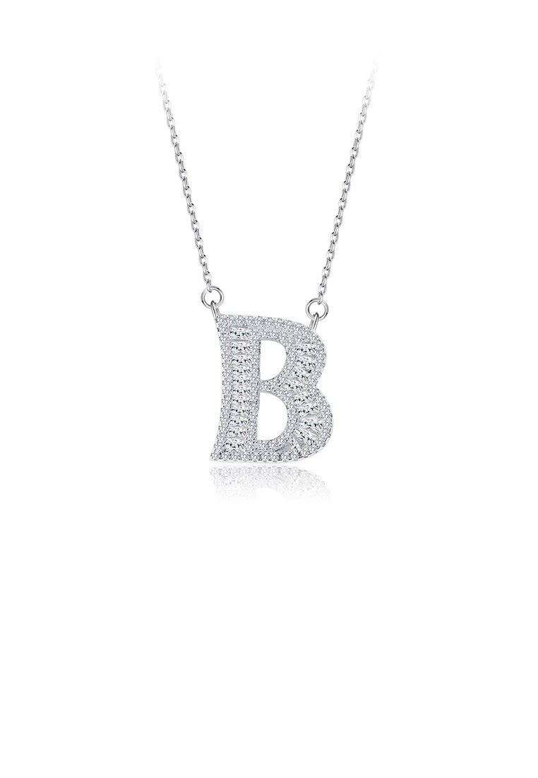 925 Sterling Silver Fashion Personality English Alphabet B Cubic Zircon Necklace
