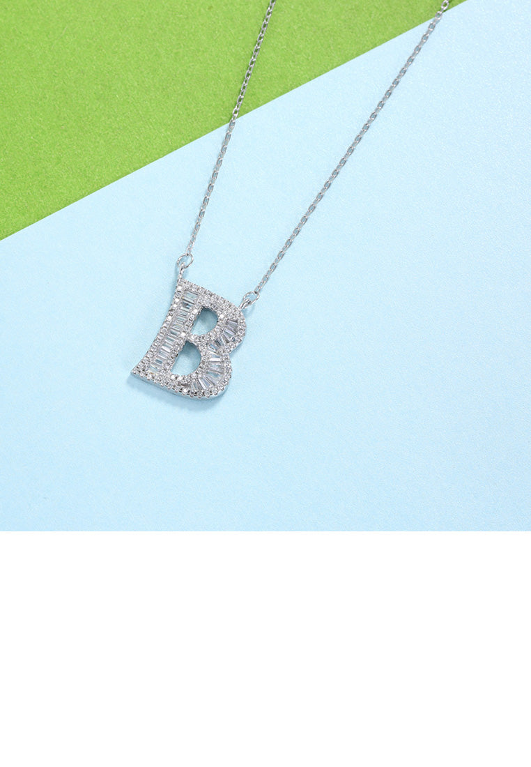 925 Sterling Silver Fashion Personality English Alphabet B Cubic Zircon Necklace
