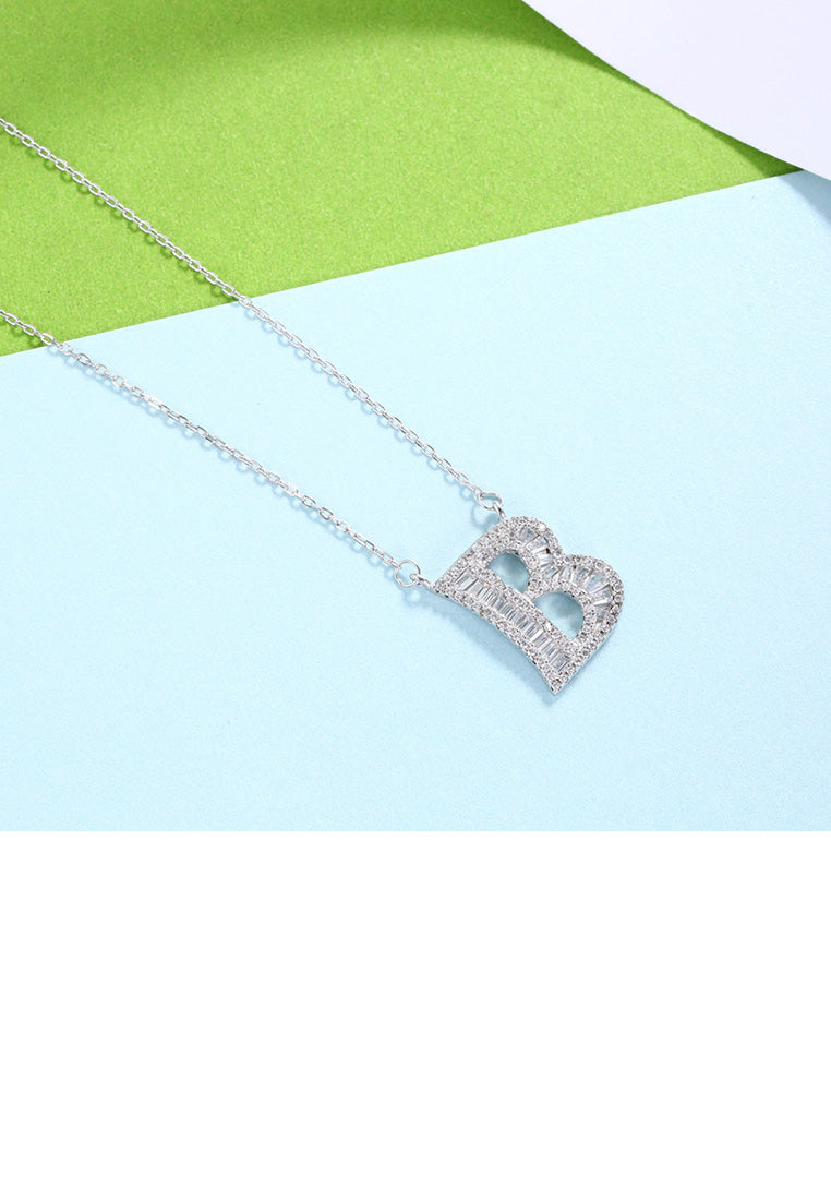 925 Sterling Silver Fashion Personality English Alphabet B Cubic Zircon Necklace