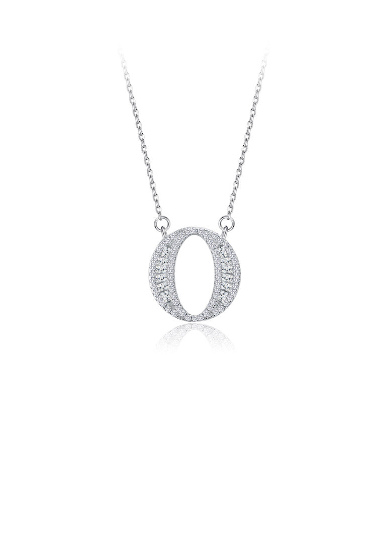925 Sterling Silver Fashion Personality English Alphabet O Cubic Zircon Necklace