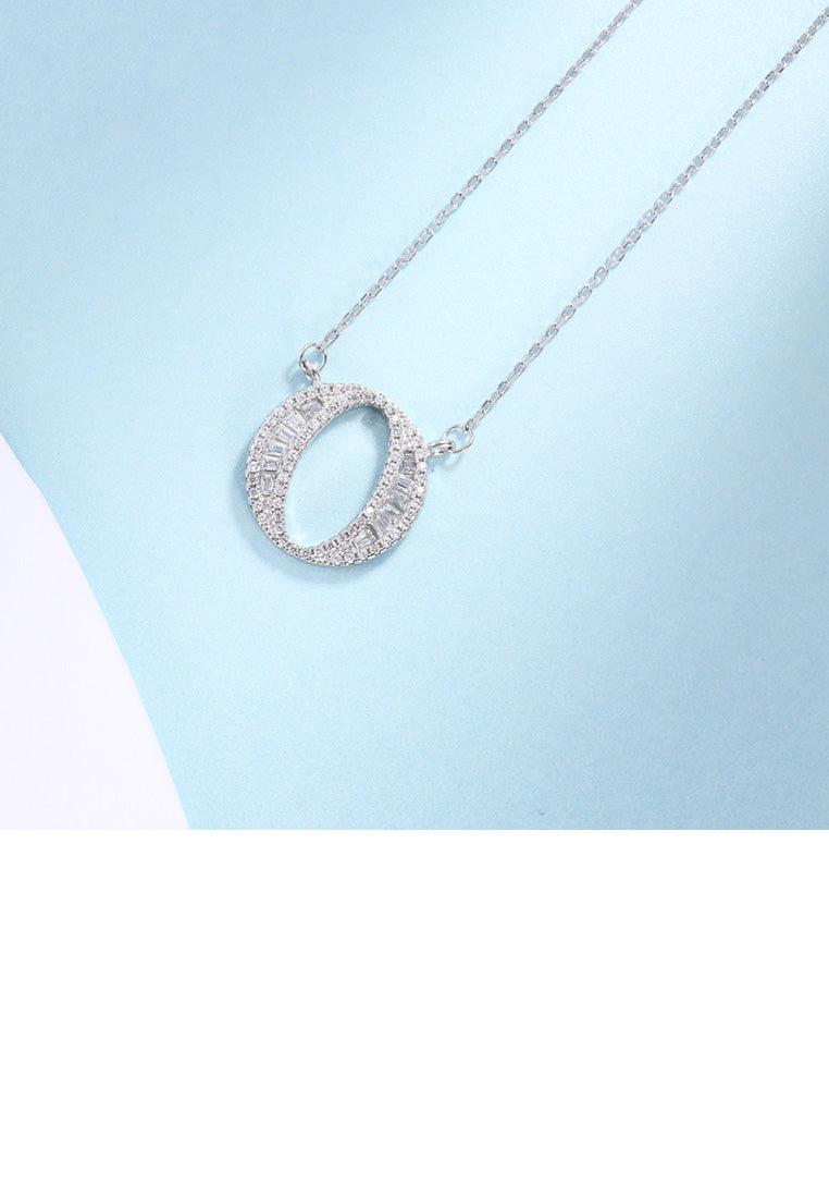925 Sterling Silver Fashion Personality English Alphabet O Cubic Zircon Necklace