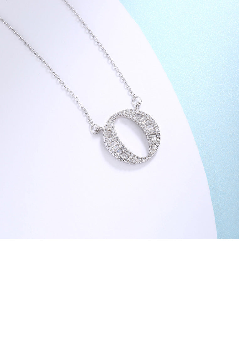925 Sterling Silver Fashion Personality English Alphabet O Cubic Zircon Necklace