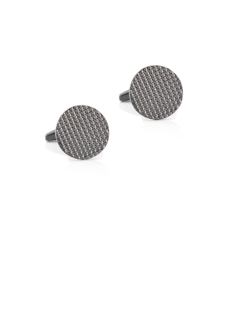 Fashion Simple Plated Black Pattern Geometric Round Cufflinks