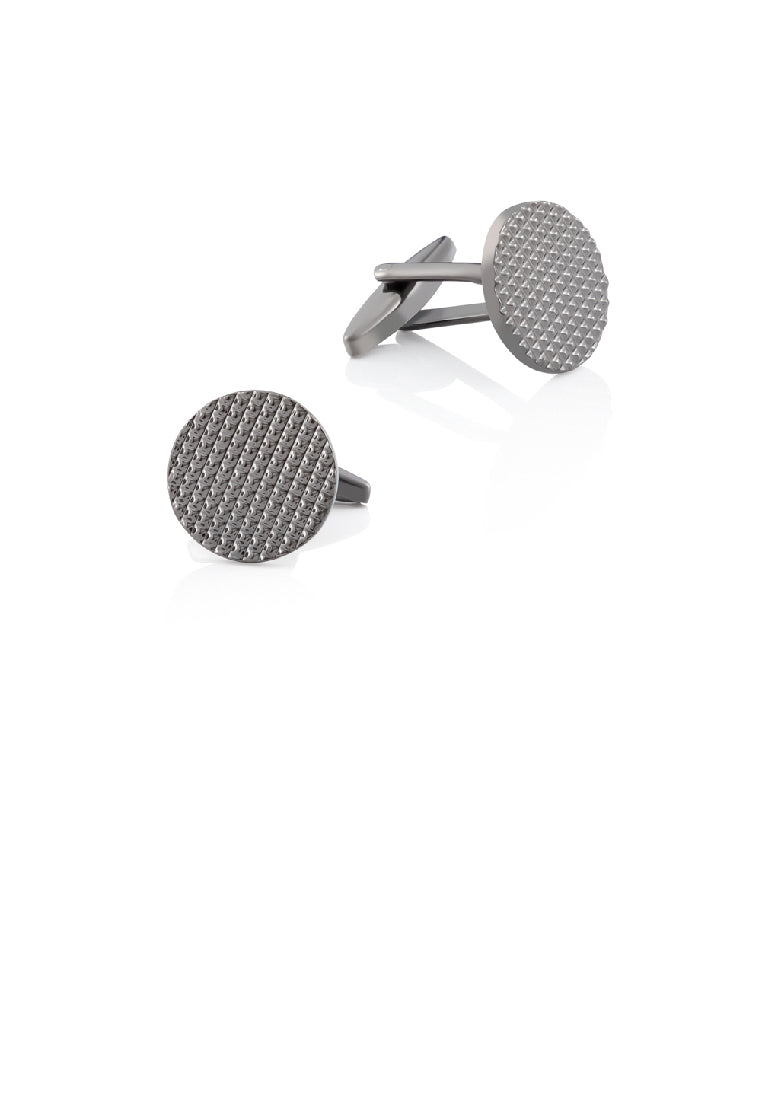 Fashion Simple Plated Black Pattern Geometric Round Cufflinks