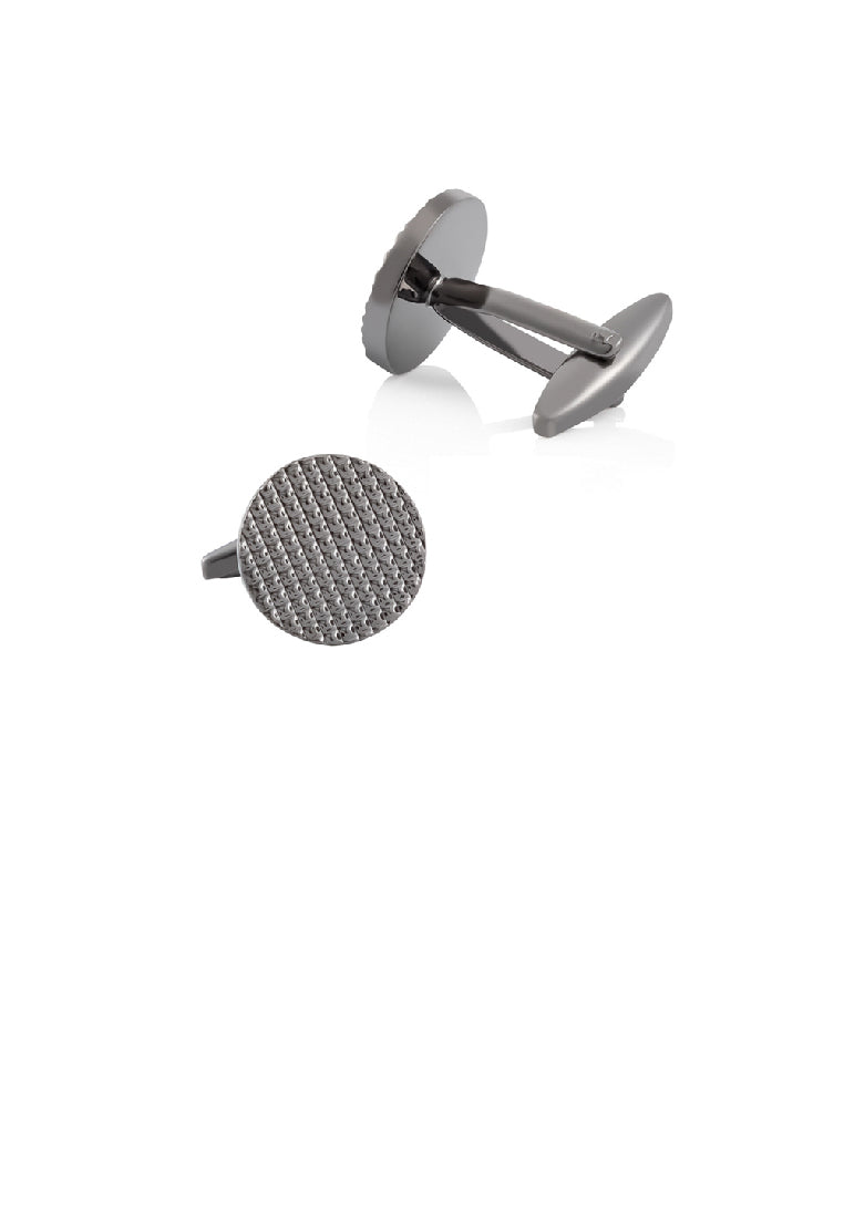 Fashion Simple Plated Black Pattern Geometric Round Cufflinks