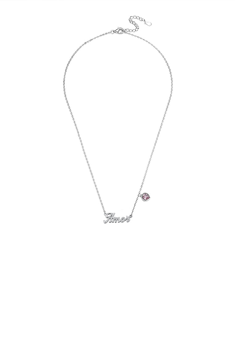 925 Sterling Silver Letter Amor and Red Heart Necklace with Austrian Element Crystal - Vibrant Color