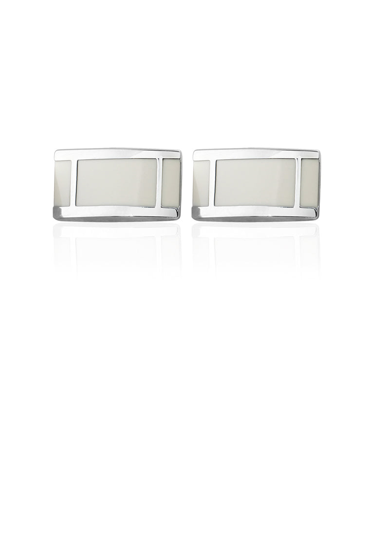 Fashion and Simple Enamel White Geometric Square Cufflinks
