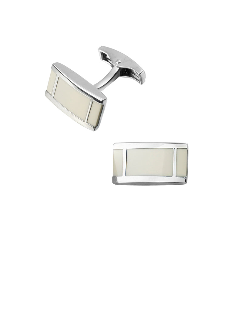 Fashion and Simple Enamel White Geometric Square Cufflinks