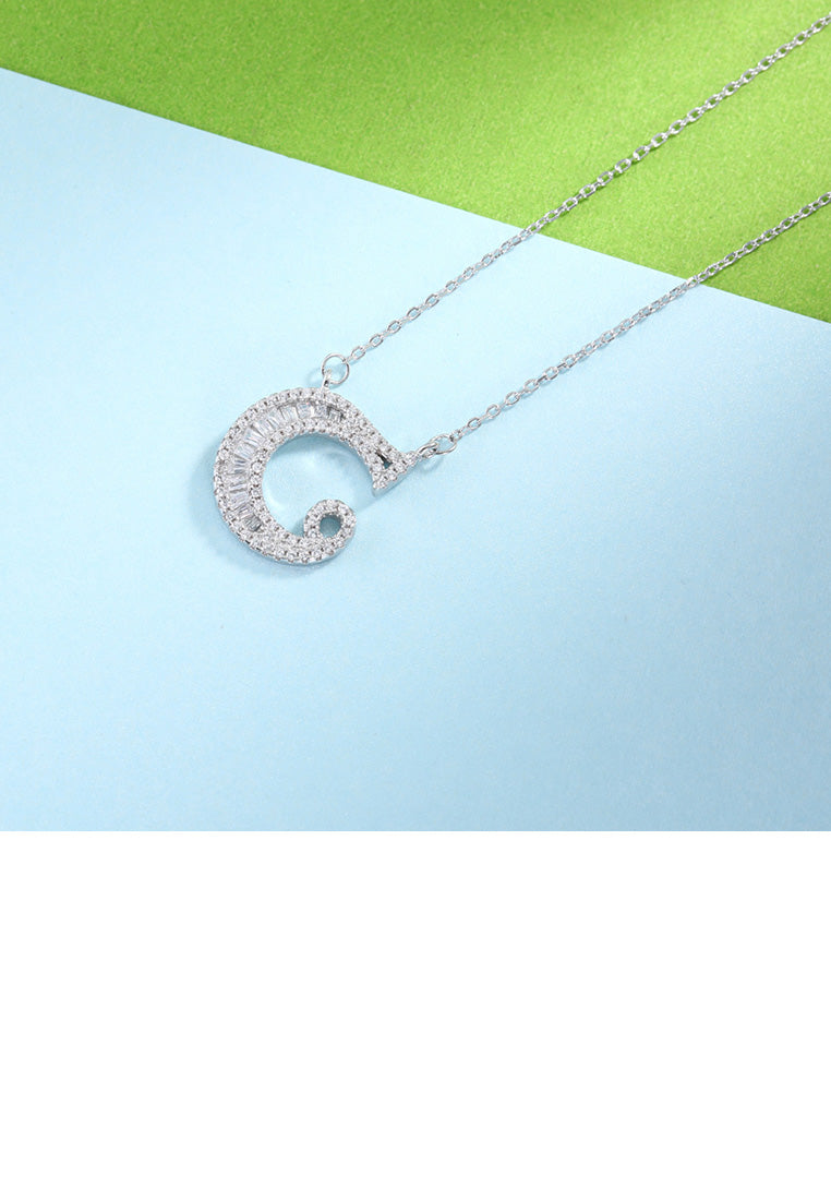 925 Sterling Silver Fashion Personality English Alphabet C Cubic Zircon Necklace