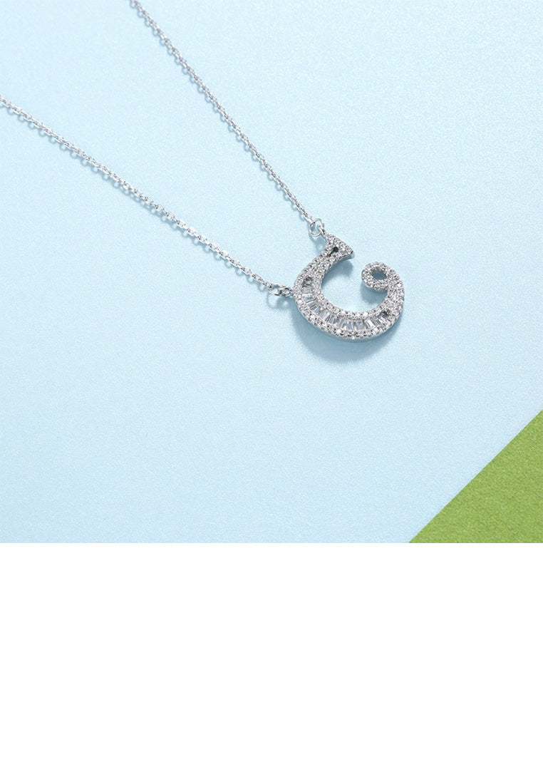 925 Sterling Silver Fashion Personality English Alphabet C Cubic Zircon Necklace