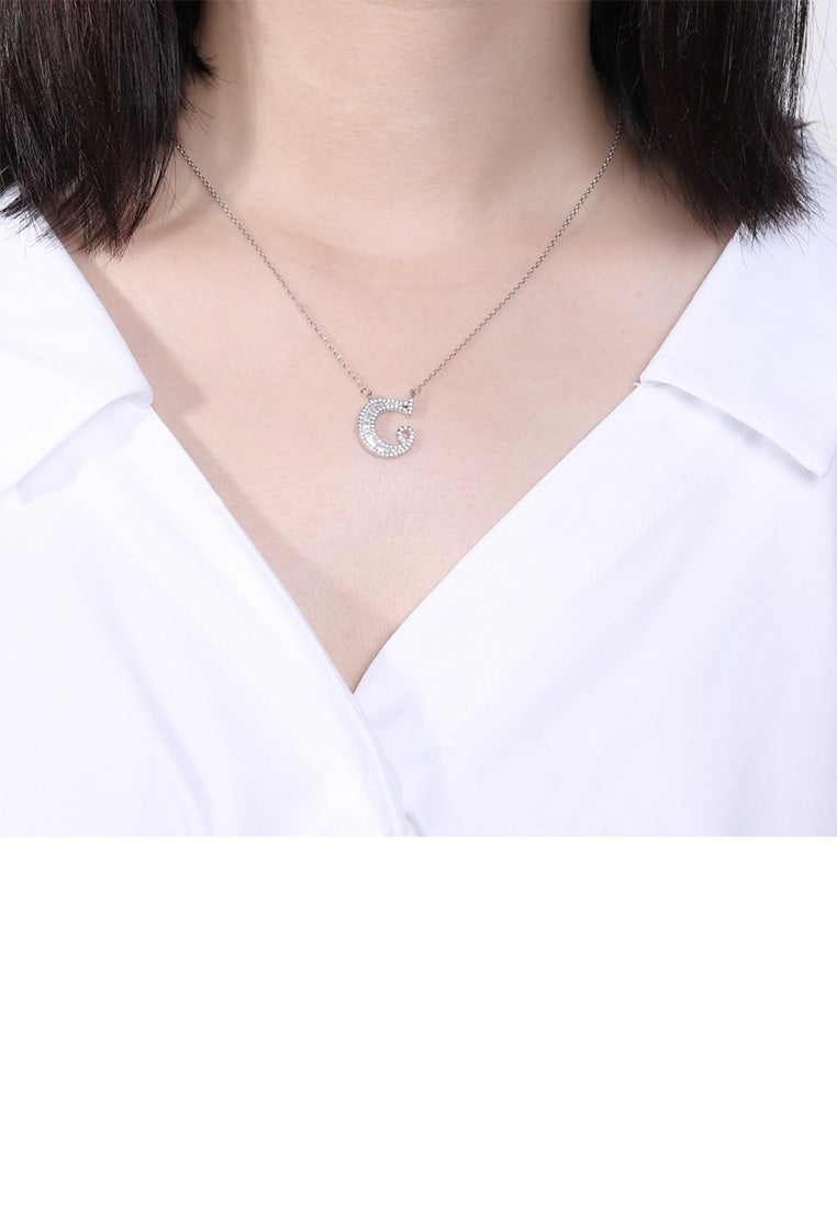 925 Sterling Silver Fashion Personality English Alphabet C Cubic Zircon Necklace