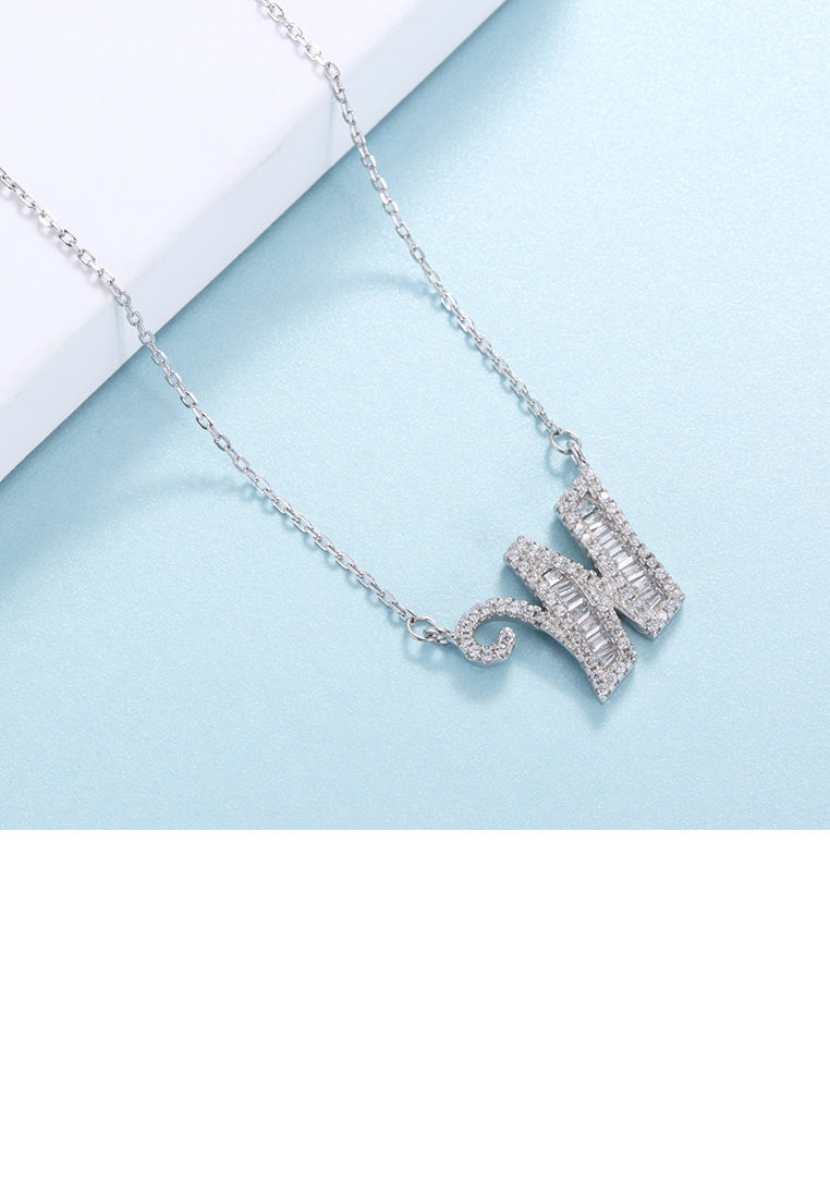 925 Sterling Silver Fashion Personality English Alphabet W Cubic Zircon Necklace