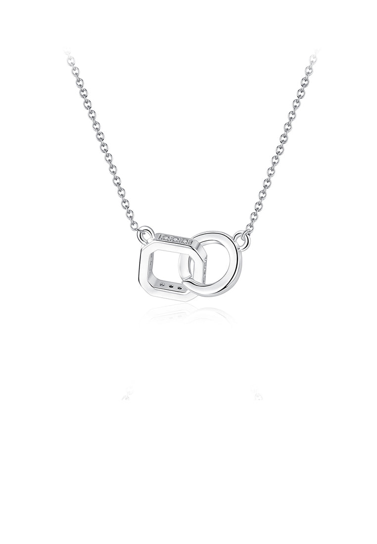 Simple Personality Geometric Square Circle Necklace with Cubic Zirconia - Luxurious Look