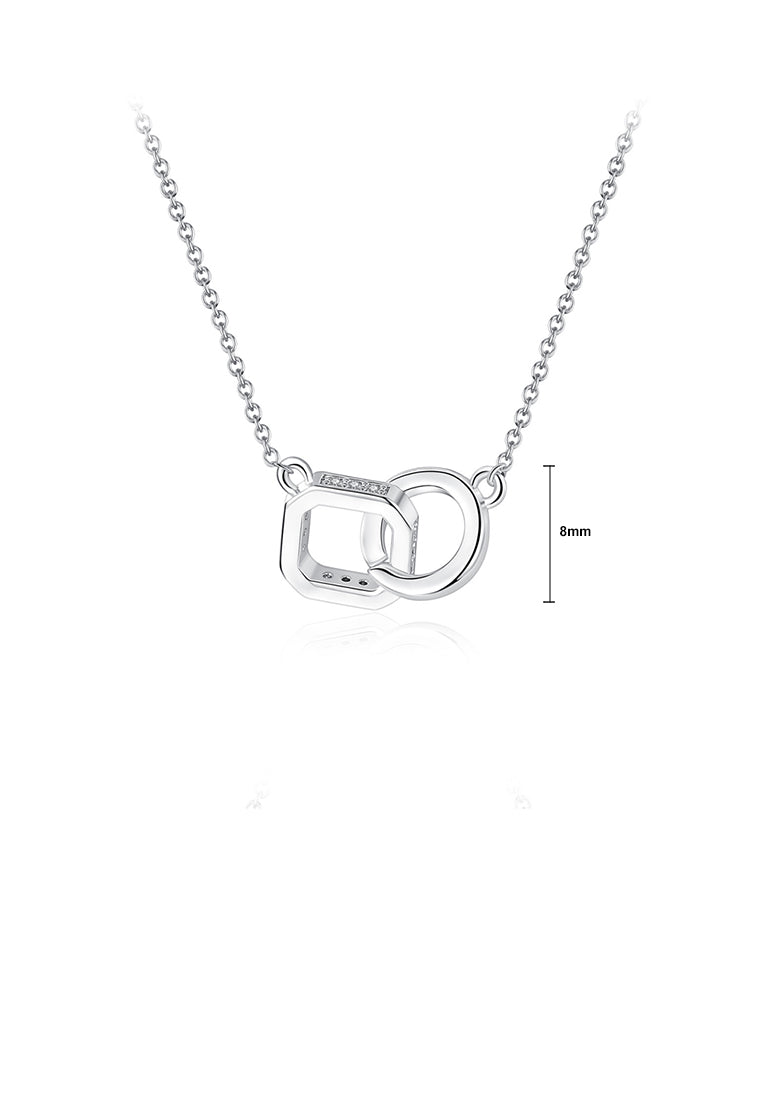 Simple Personality Geometric Square Circle Necklace with Cubic Zirconia - Luxurious Look