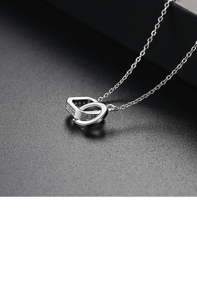 Simple Personality Geometric Square Circle Necklace with Cubic Zirconia - Luxurious Look