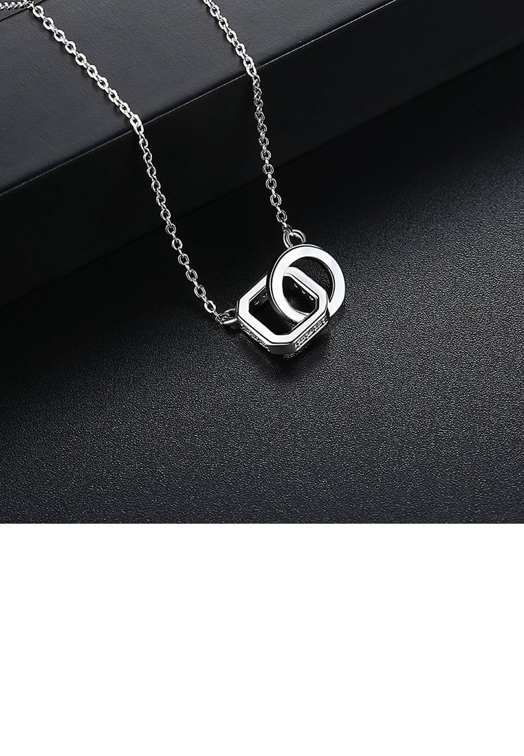 Simple Personality Geometric Square Circle Necklace with Cubic Zirconia - Luxurious Look