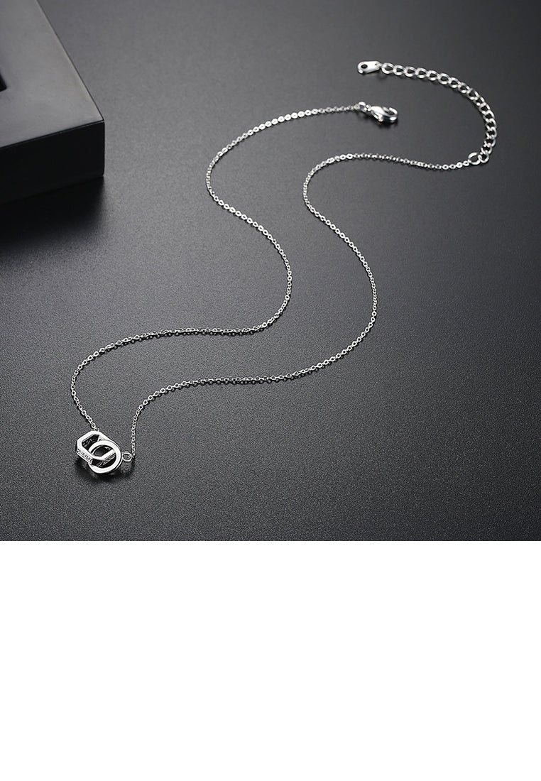 Simple Personality Geometric Square Circle Necklace with Cubic Zirconia - Luxurious Look