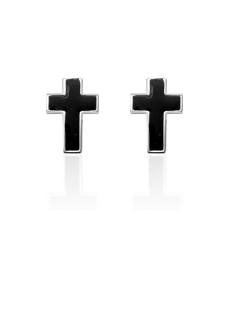 Fashion and Simple Enamel Black Cross Cufflinks