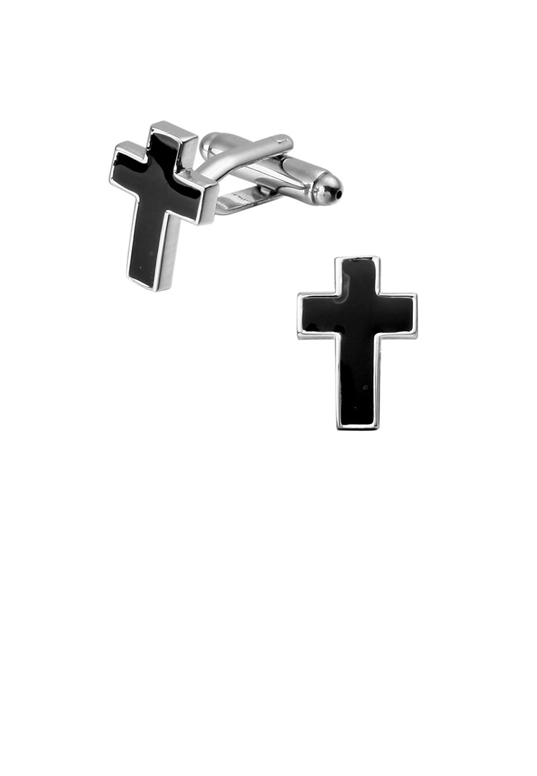 Fashion and Simple Enamel Black Cross Cufflinks