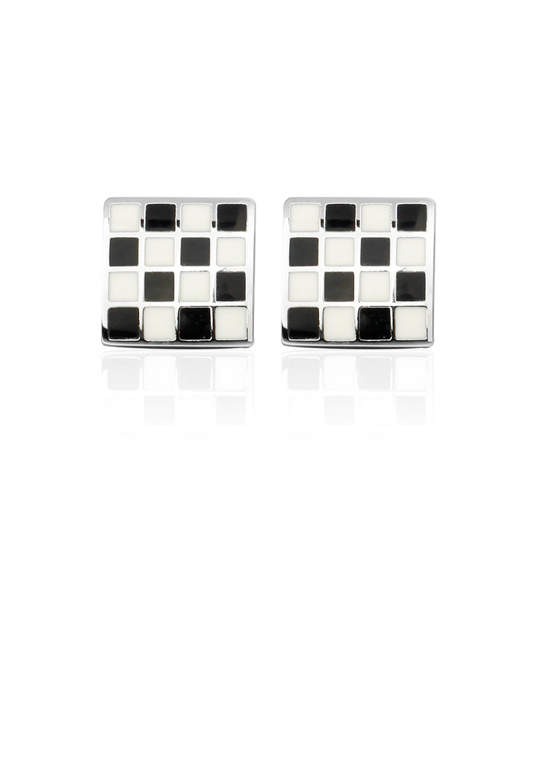 Simple and Fashion Checkerboard Pattern Geometric Square Cufflinks
