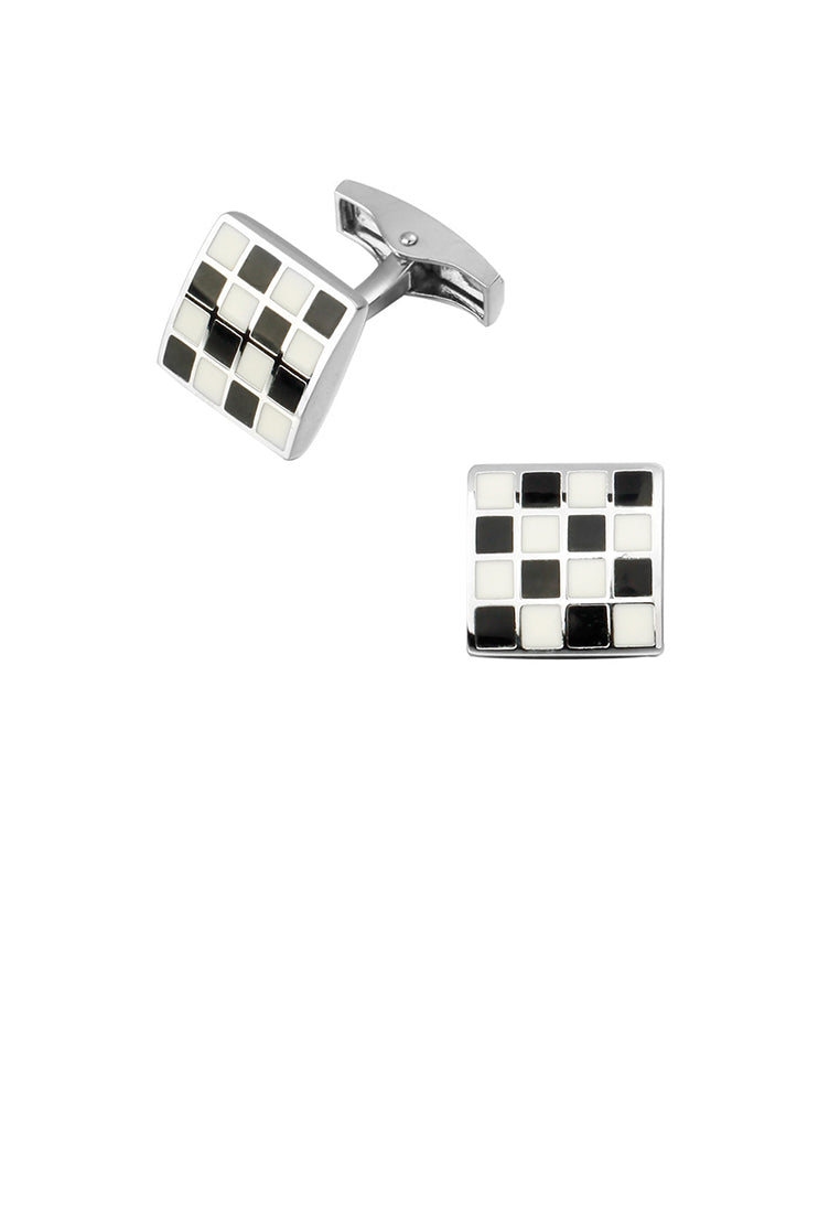 Simple and Fashion Checkerboard Pattern Geometric Square Cufflinks