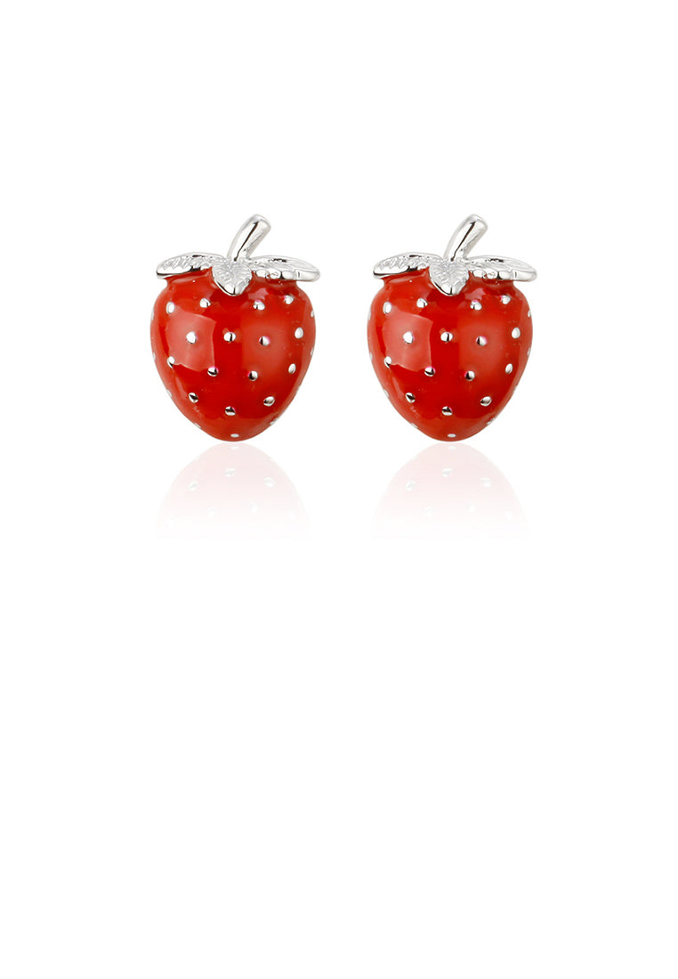 Simple and Sweet Enamel Strawberry Cufflinks