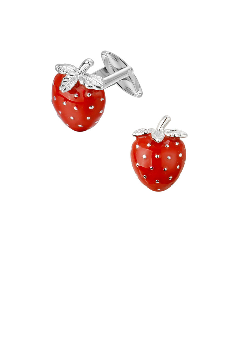 Simple and Sweet Enamel Strawberry Cufflinks