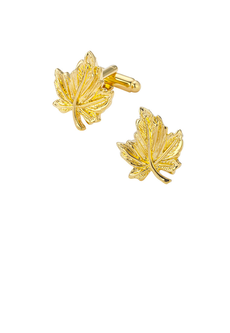 Fashion and Simple Plated Gold Maple Leaf Cufflinks
