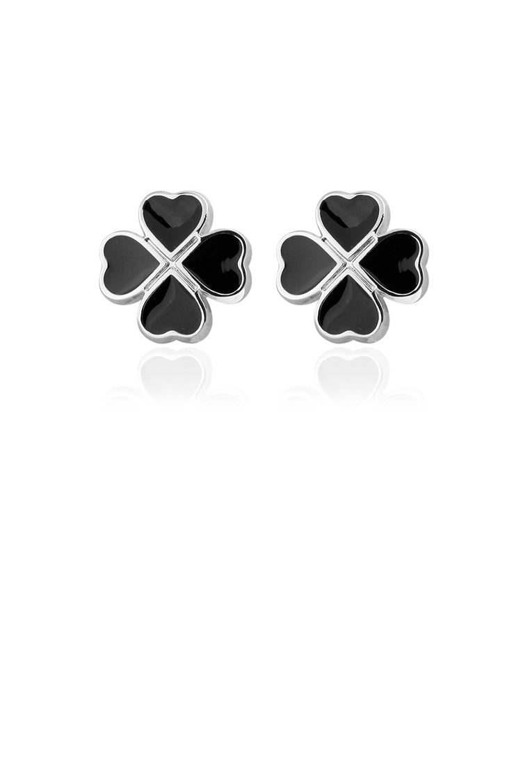 Fashion and Simple Black Four-leafed Clover Cufflinks