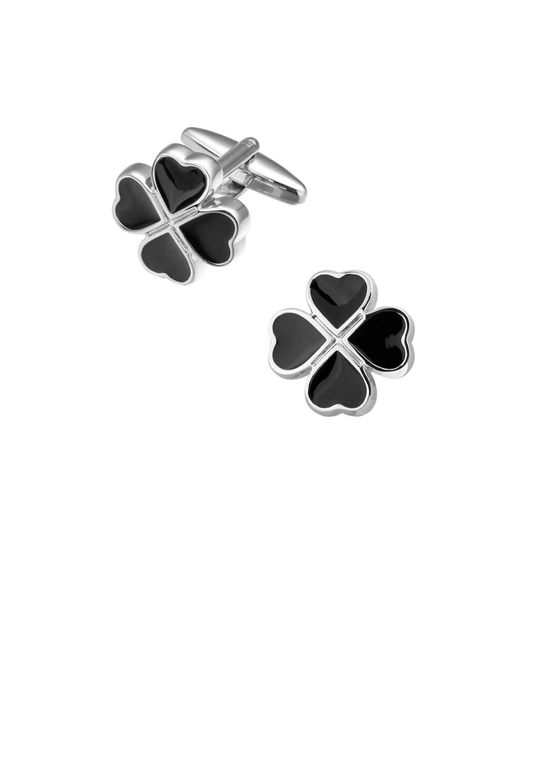 Fashion and Simple Black Four-leafed Clover Cufflinks