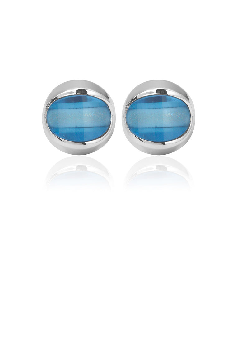 Fashion and Simple Blue Geometric Oval Cufflinks