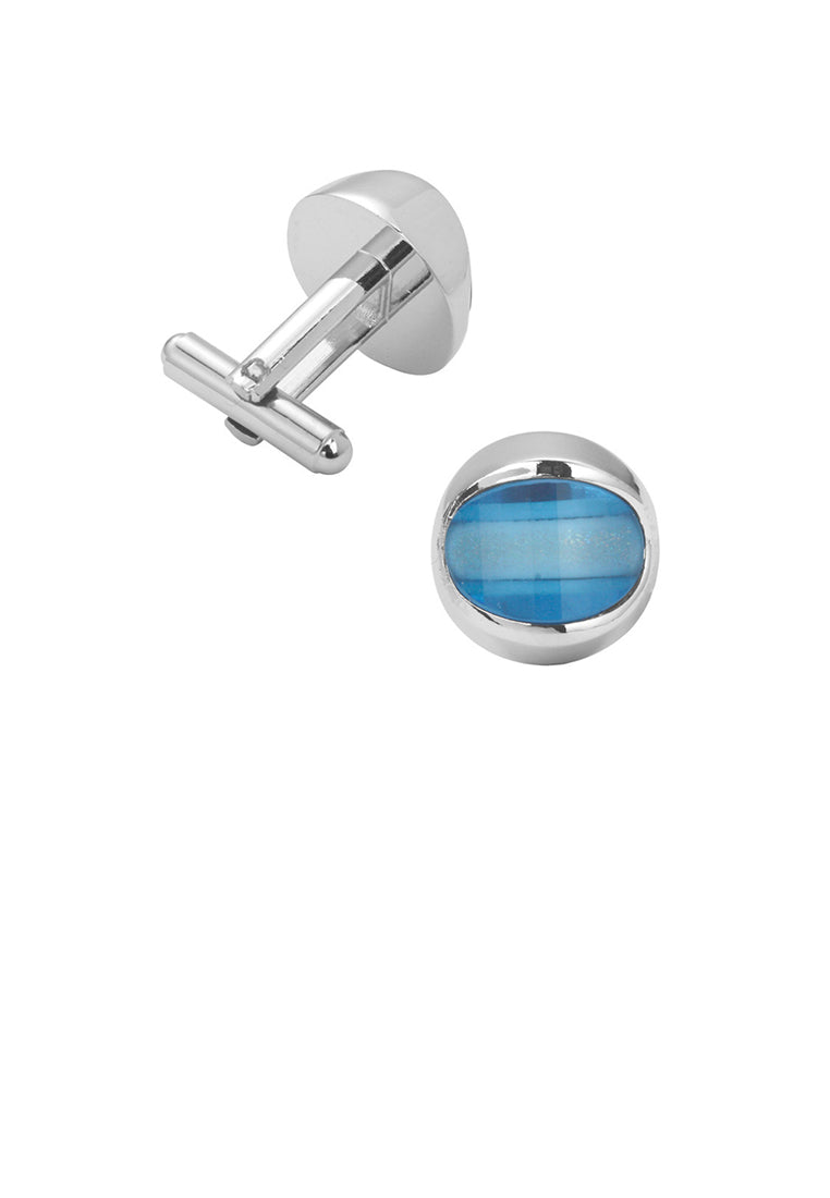Fashion and Simple Blue Geometric Oval Cufflinks