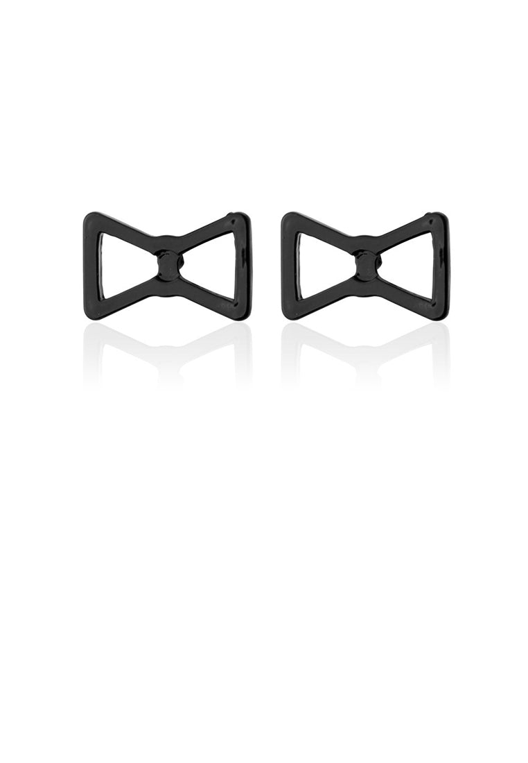 Simple and Fashion Black Hollow Ribbon Cufflinks