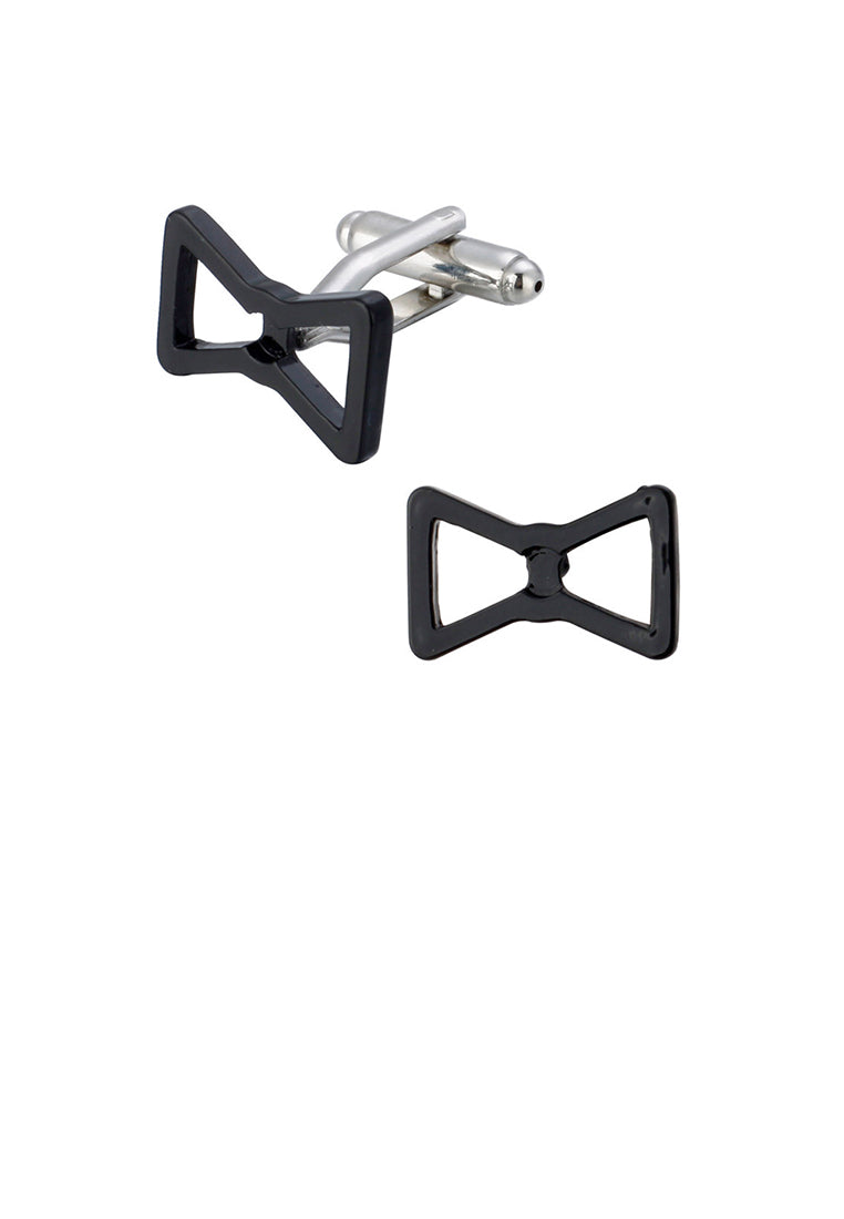 Simple and Fashion Black Hollow Ribbon Cufflinks