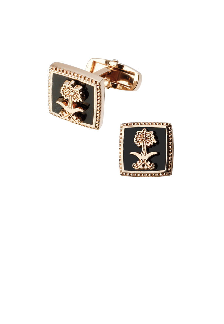 Fashion and Elegant Plated Rose Gold Flower Geometric Square Cufflinks