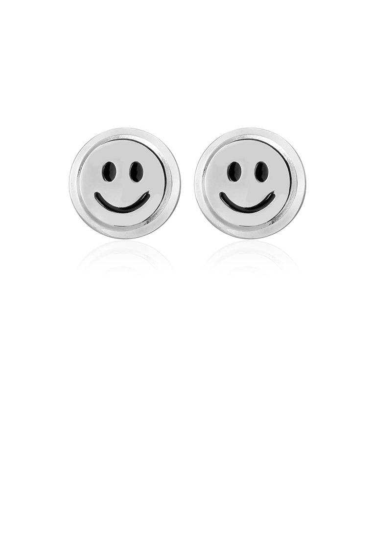 Simple Cute Smiling Face Geometric Round Cufflinks