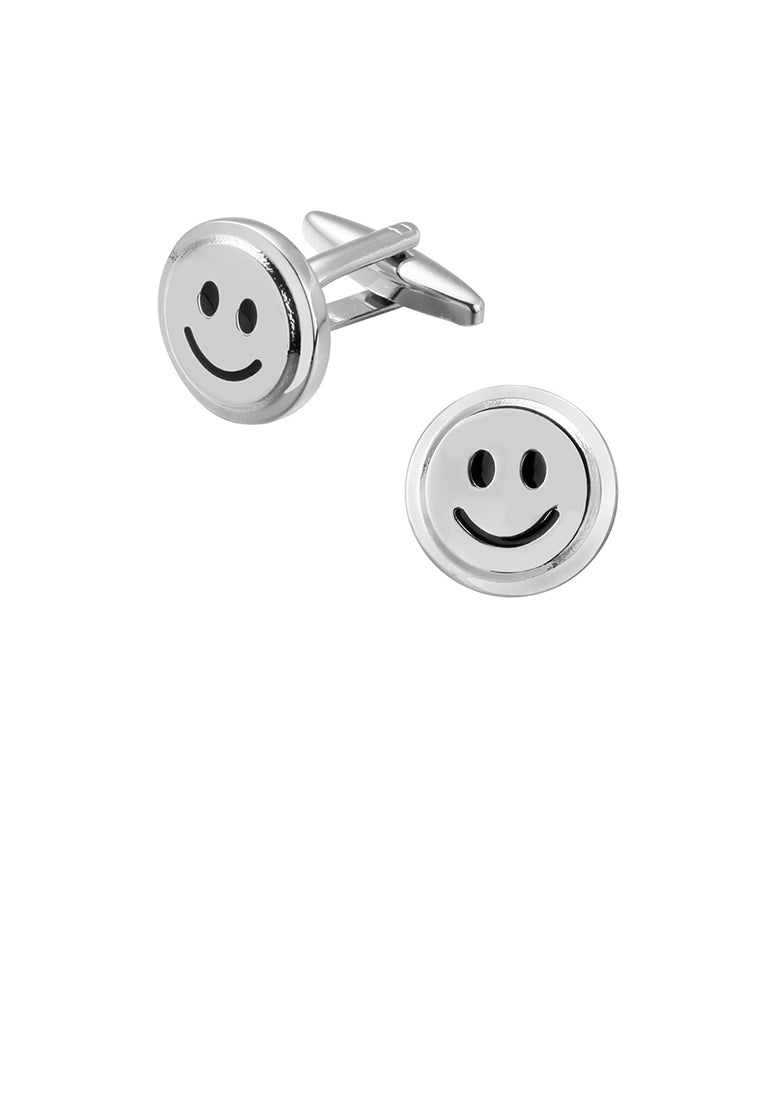Simple Cute Smiling Face Geometric Round Cufflinks
