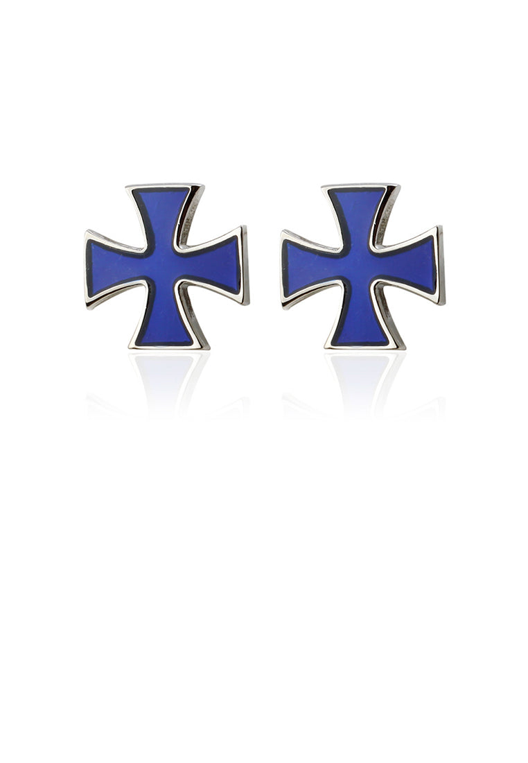 Fashion and Simple Enamel Blue Cross Cufflinks