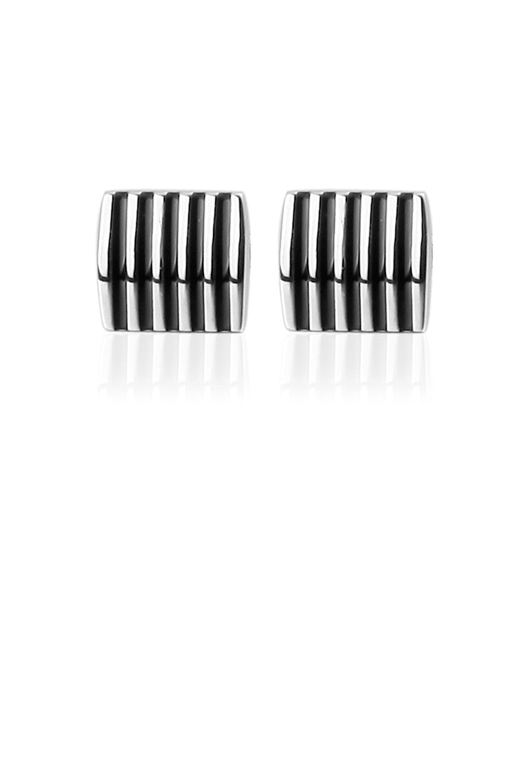 Simple and Fashion Enamel Black Line Geometric Square Cufflinks