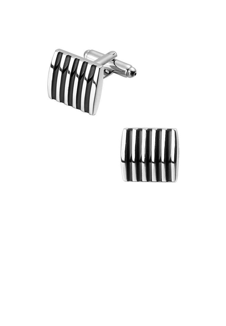 Simple and Fashion Enamel Black Line Geometric Square Cufflinks