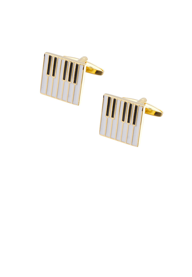 Fashion and Simple Plated Gold Piano Cufflinks