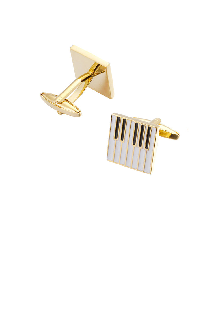 Fashion and Simple Plated Gold Piano Cufflinks