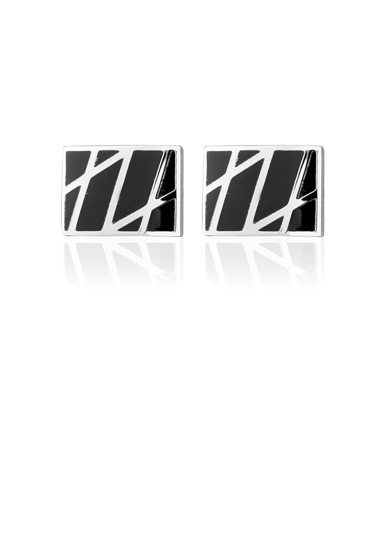 Simple and Fashion Enamel Black Twill Geometric Square Cufflinks