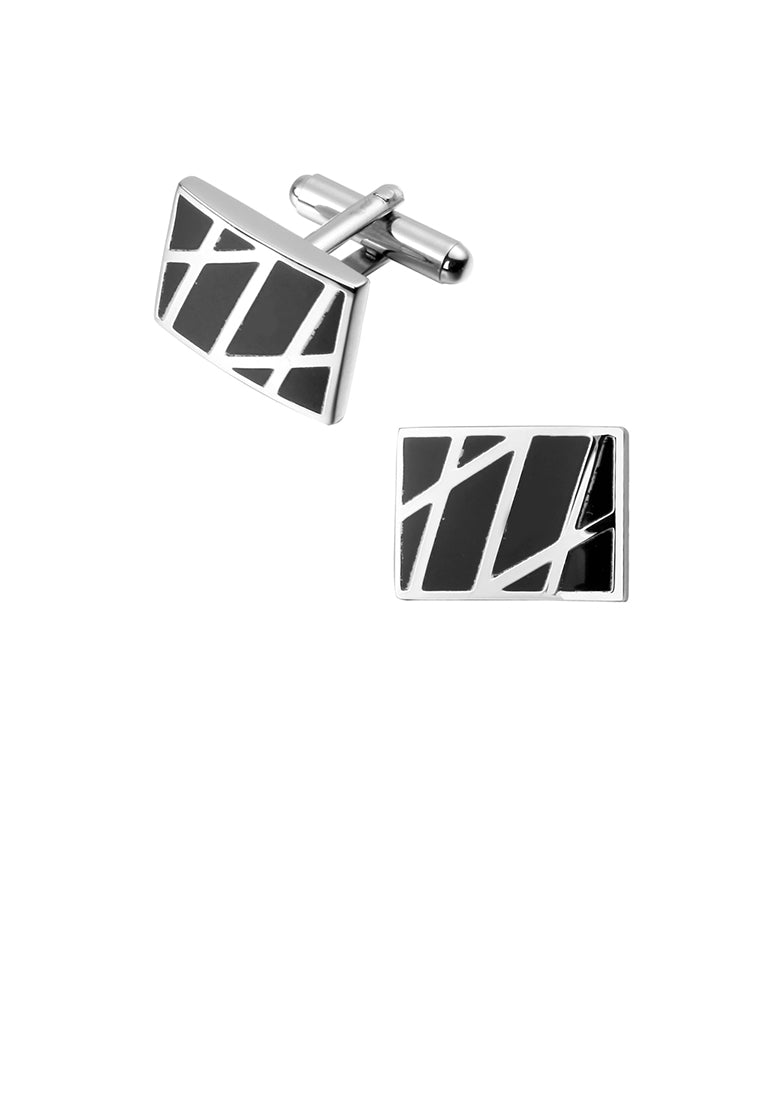 Simple and Fashion Enamel Black Twill Geometric Square Cufflinks