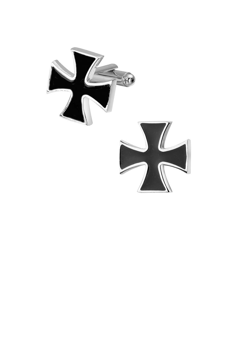 Simple and Fashion Enamel Black Cross Cufflinks
