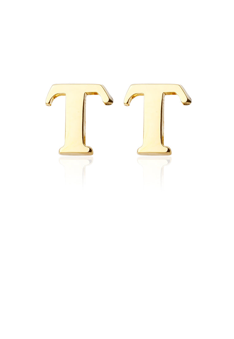 Simple and Fashion Plated Gold English Alphabet T Cufflinks