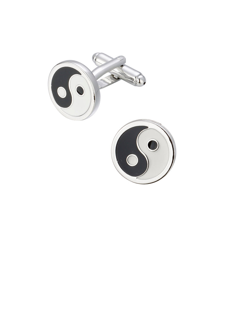 Fashion Vintage Enamel Eight Trigrams Geometric Round Cufflinks