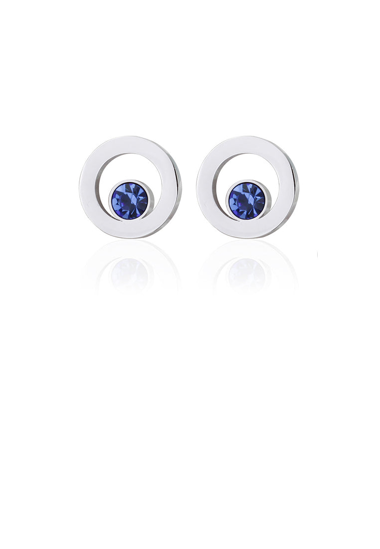 Simple and Fashion Geometric Circle Cufflinks with Blue Cubic Zirconia - Luxurious Look
